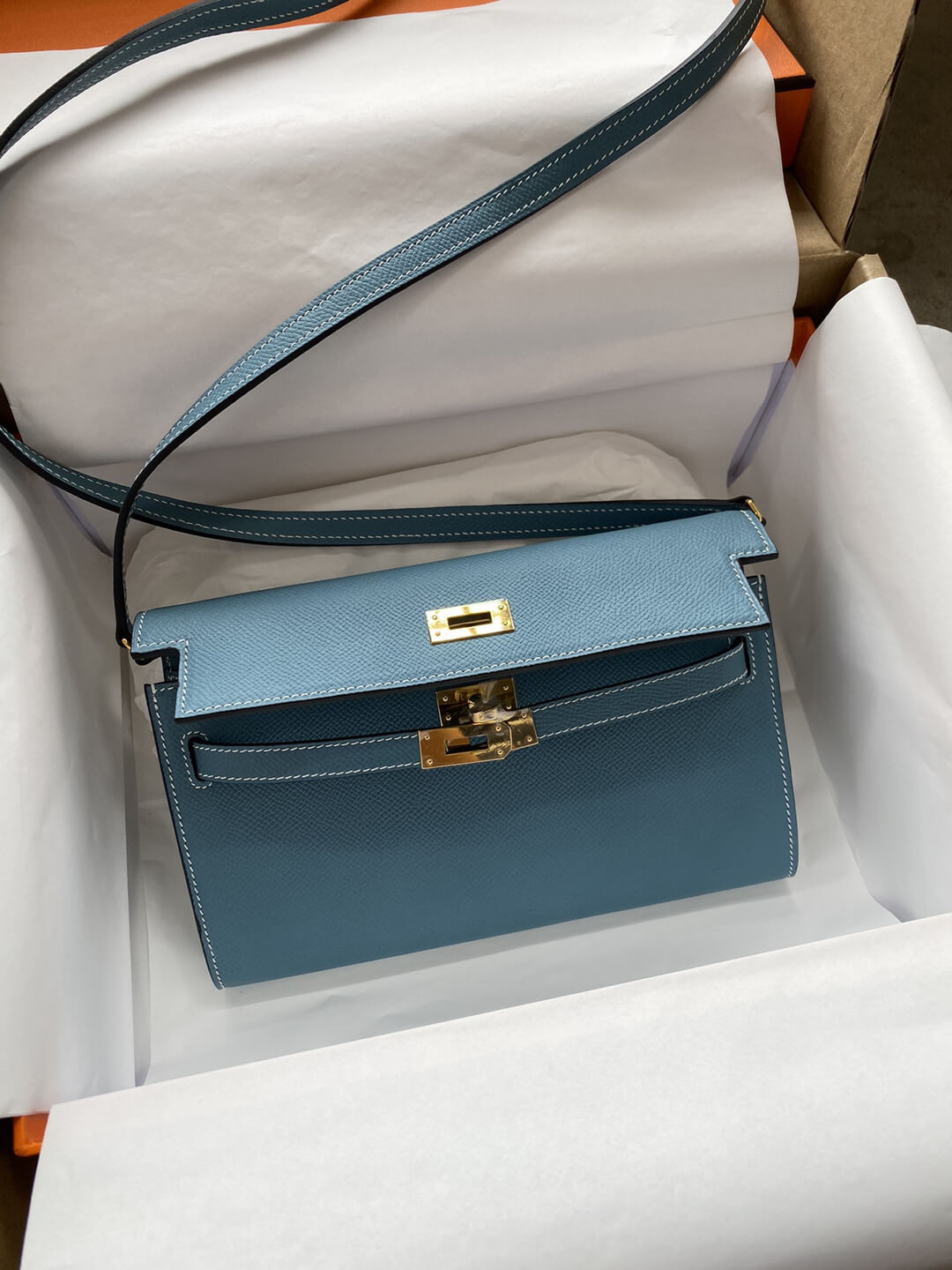 Hermes Kelly Wallet to Go Woc 499041 Blue