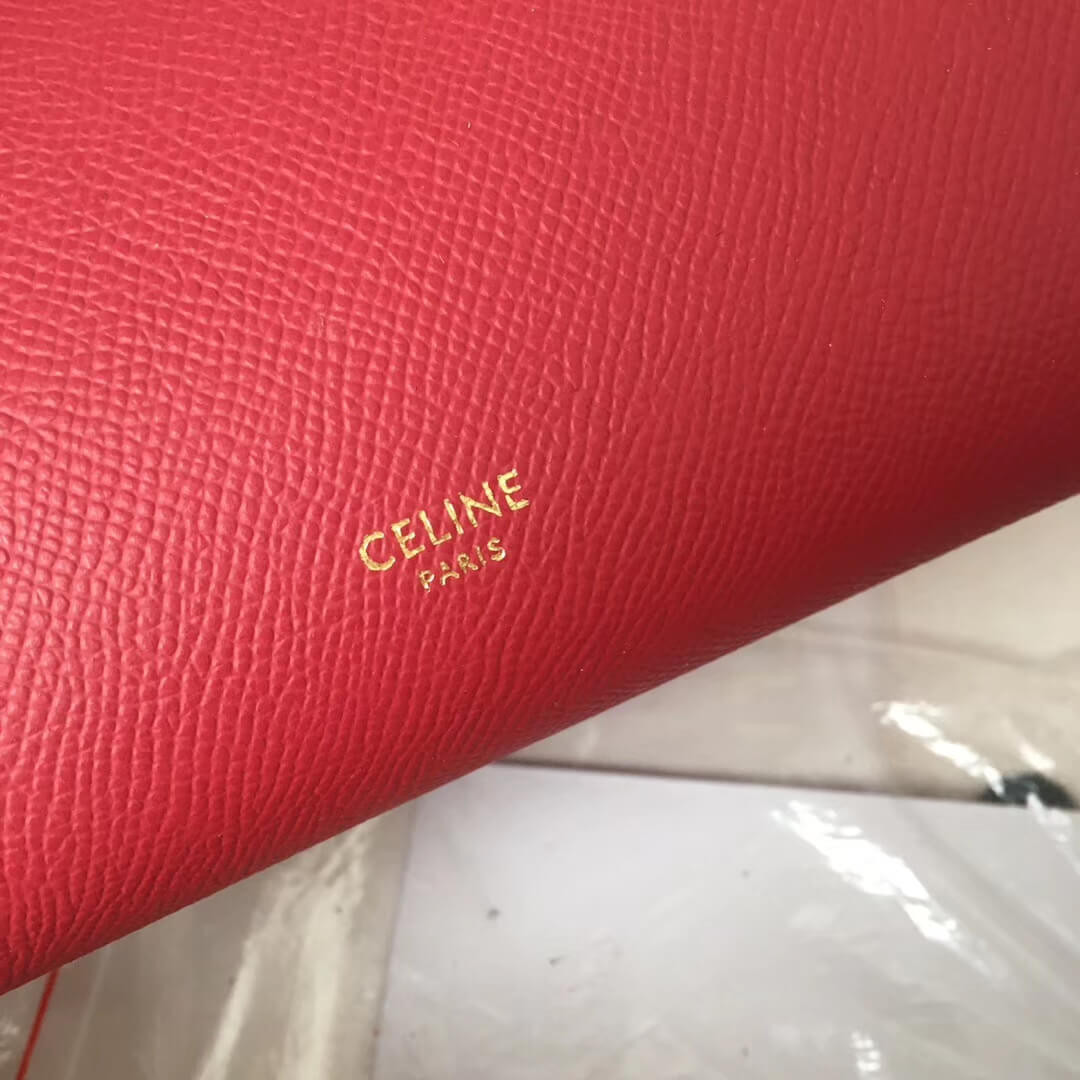 Celine Micro Belt Bag In Grained Calfskin 189153 Ruby