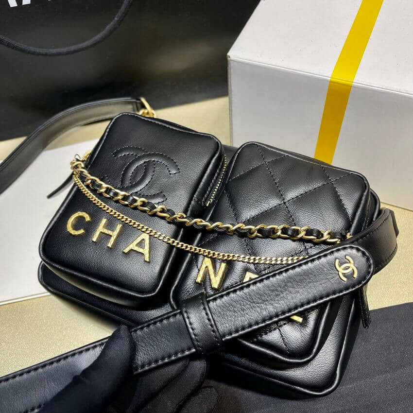 Chanel Calfskin Leather Camera Case AS2924 Black