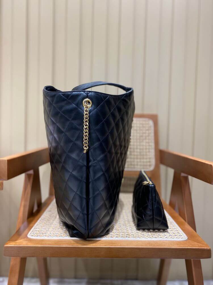 YSL Saint Laurent Icare Maxi Shopping Bag In Black Quilted Lambskin 698651