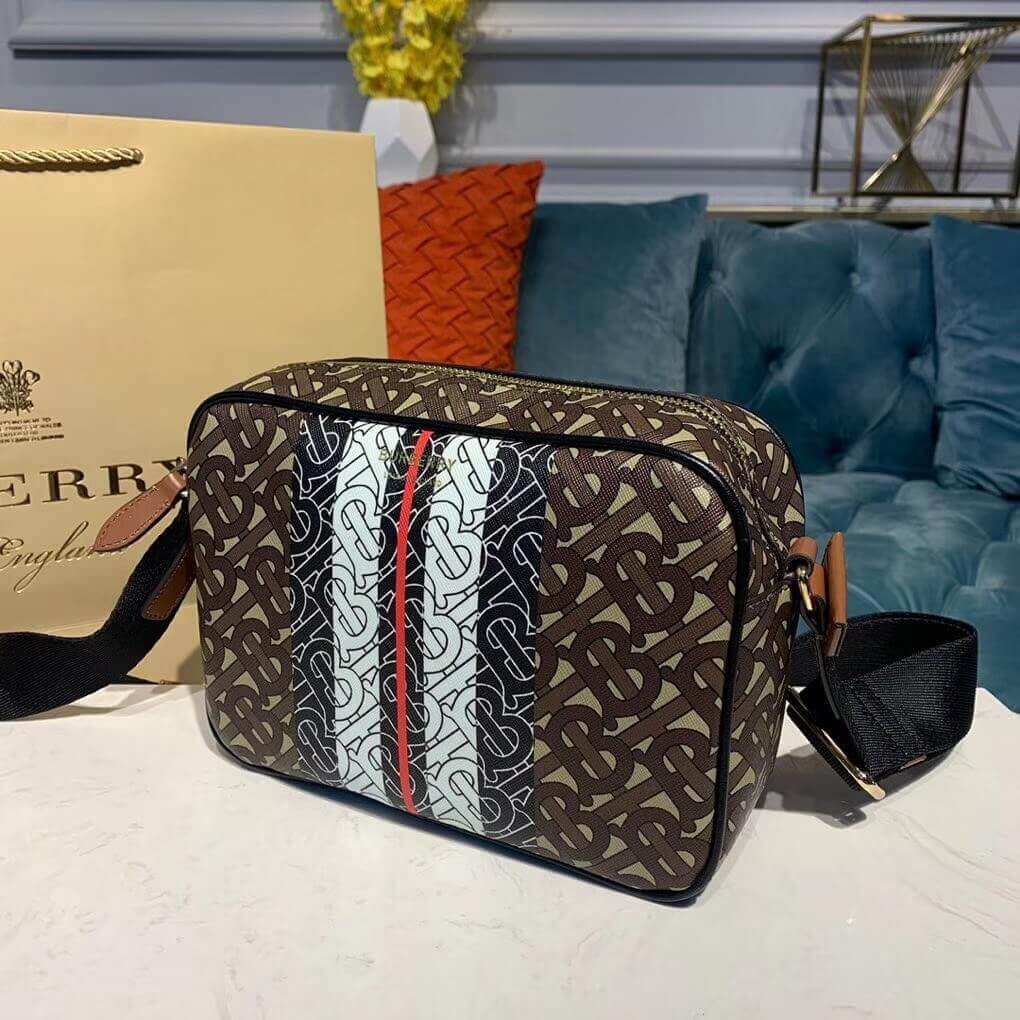 Burberry Monogram Stripe E-canvas Crossbody Bag 80216611