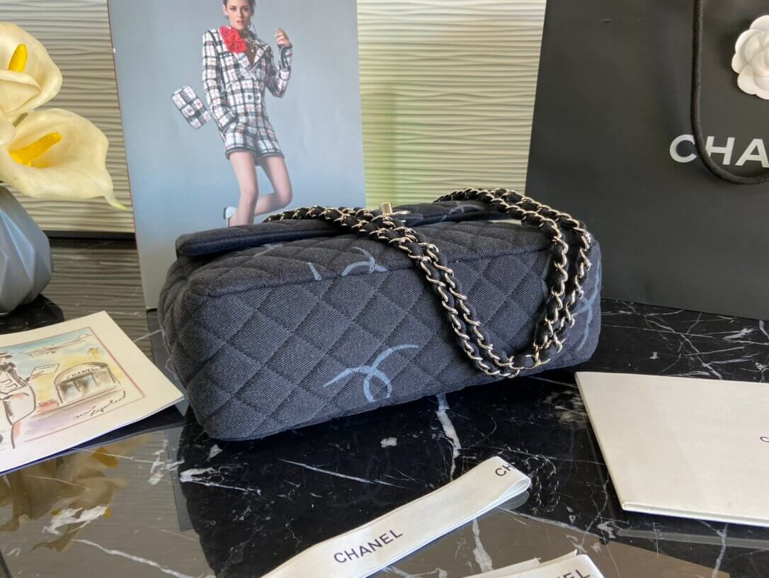 Chanel Denim Classic Flap Jumbo Large Bag AS2072