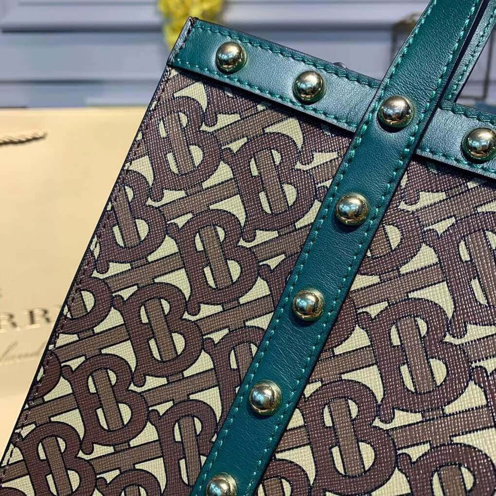 Burberry Small Monogram Print E-canvas Portrait Tote Bag 80250691