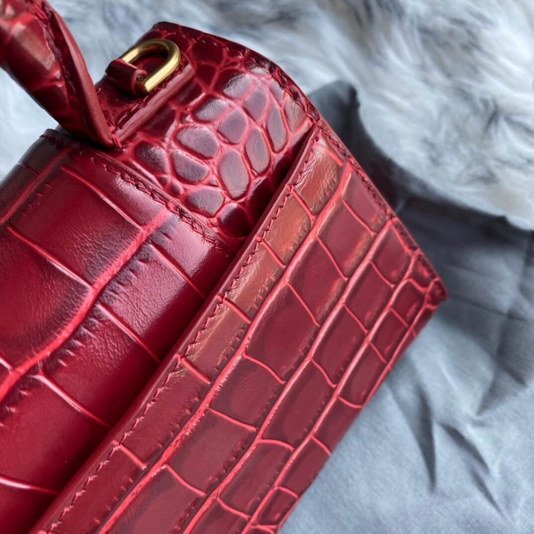 Balenciaga Hourglass XS Croc-Effect Leather Tote