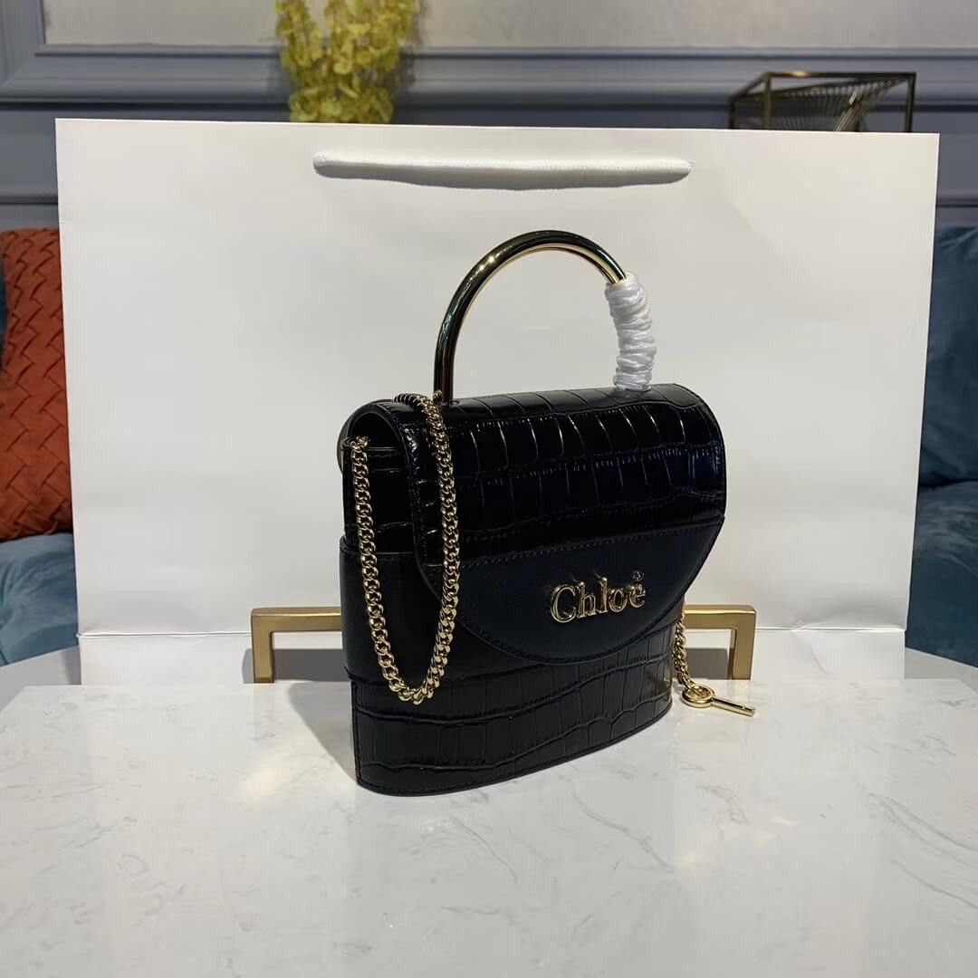 Chloe Small Aby Lock Chain Bag Embossed Croco Effect S1220