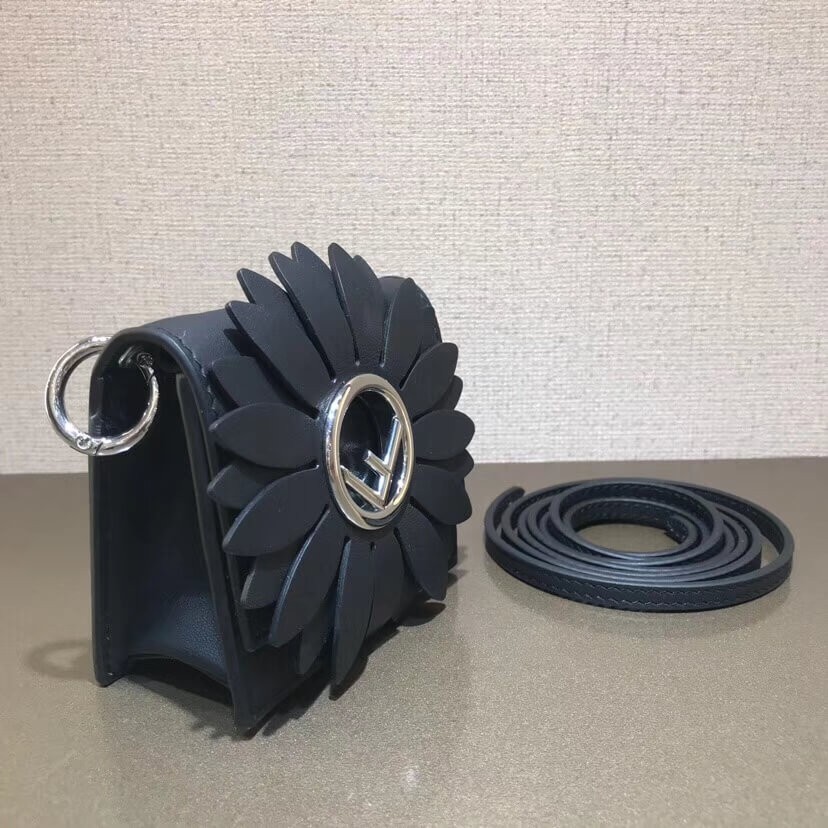 Fendi Micro Kan I Logo Gerbera Leather Shoulder Bag 8BS003