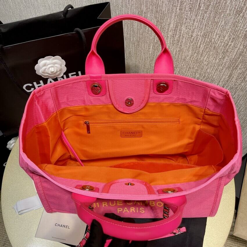 Chanel 21S Deauville Peachblow Yellow Large Shopping Bag A66941