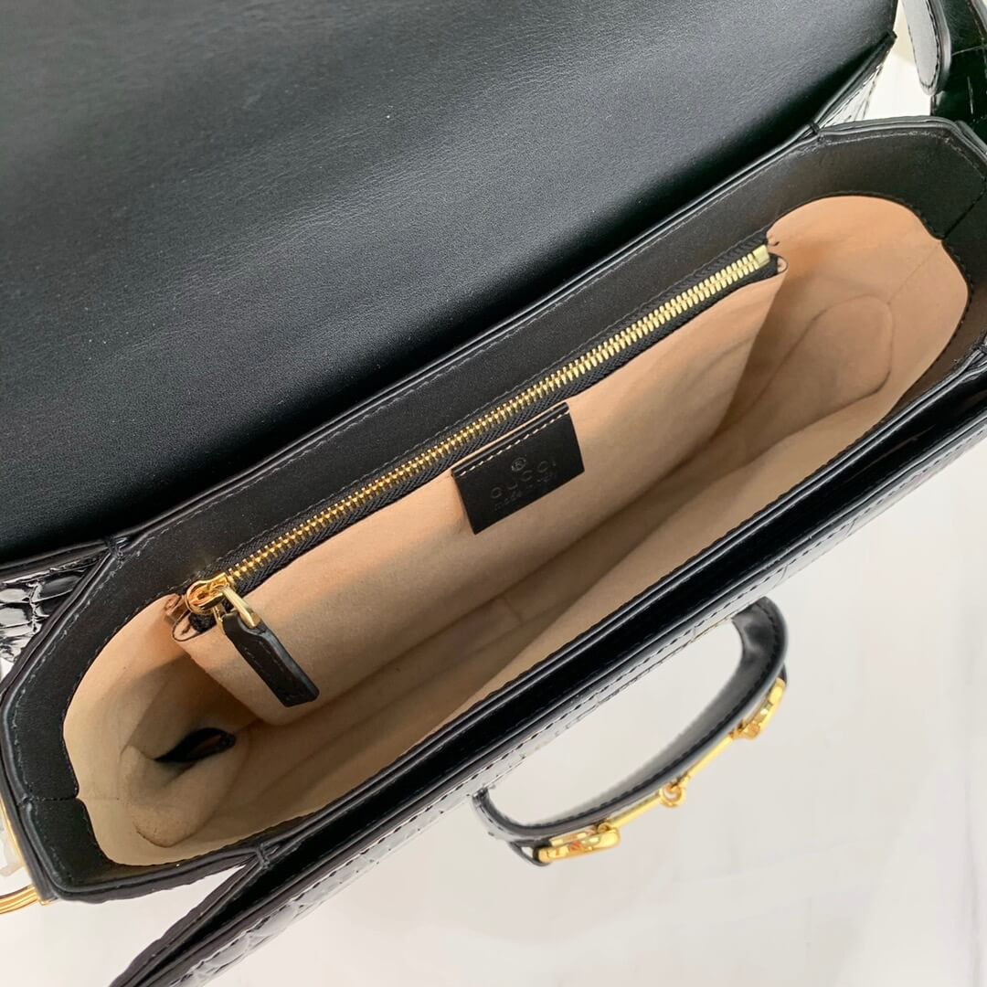 Gucci 1955 Horsebit Crocodile Shoulder Bag 602204