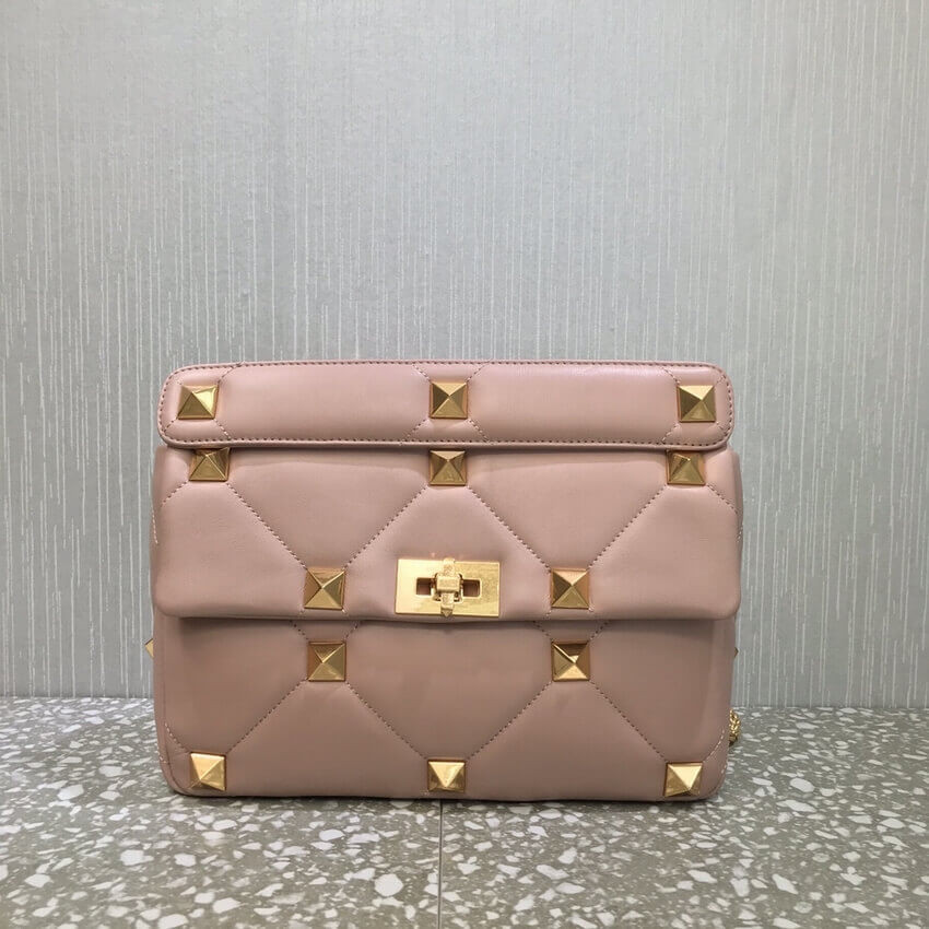 Valentino Large Roman Stud The Shoulder Bag In Nappa With Chain 1189L