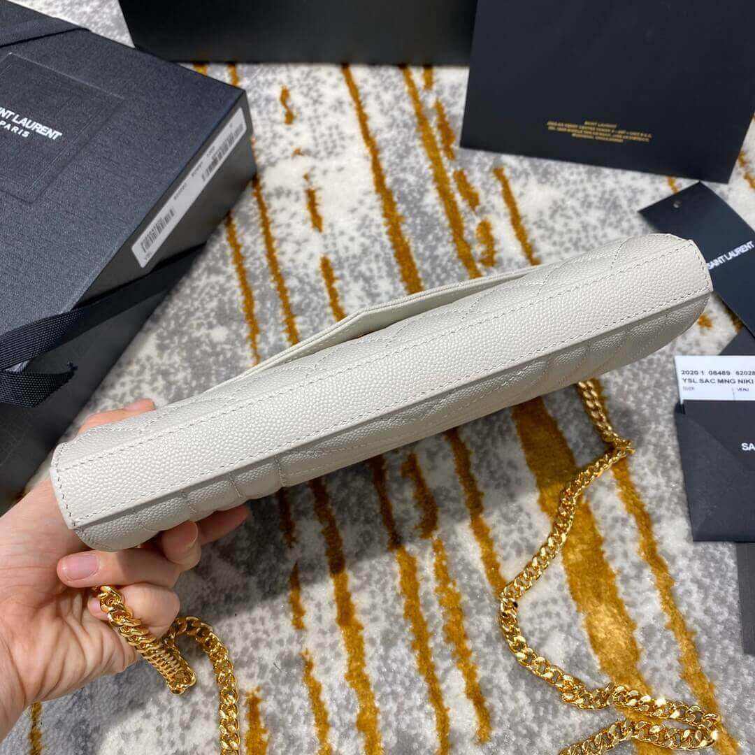 YSL Saint Laurent Monogram Chain Wallet In Mix Matelasse Grain Leather 620280