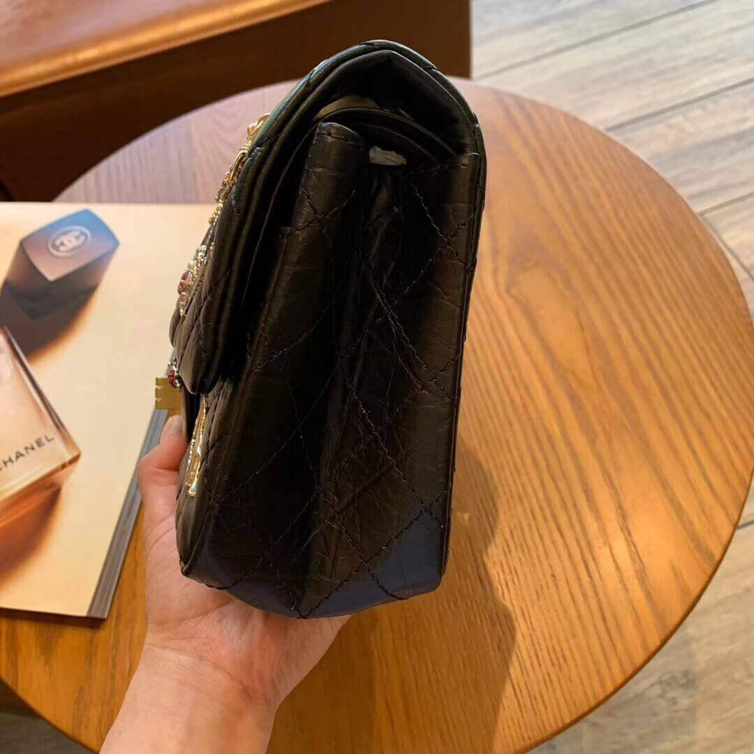 Chanel Aged Calfskin Lucky Charms 2.55 Reissue 225 Flap Black