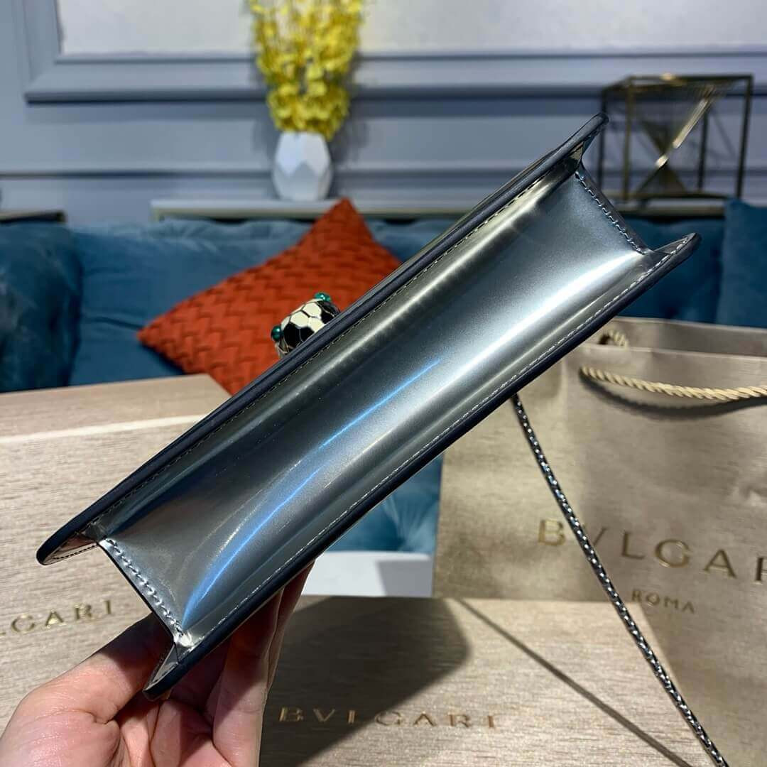 Bvlgari Serpenti Forever 20cm Crossbody Bag in Silver Brushed Metallic 281205