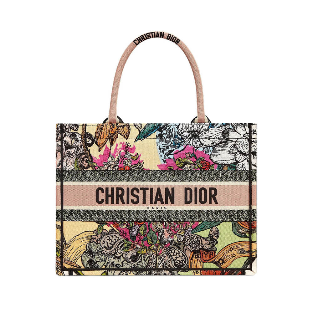 Christian Dior Small Book Tote Multicolor Cœur EN Fleurs Embroidery M1296