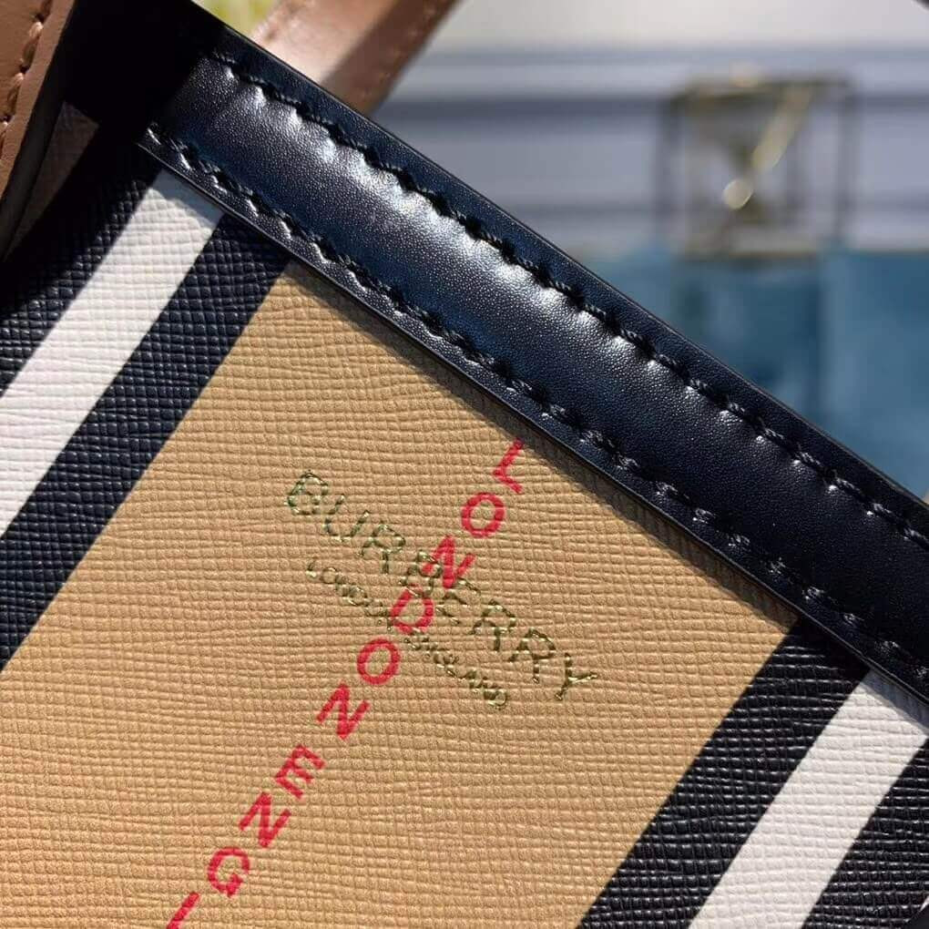 Burberry Logo and Stripe E-canvas Portrait Tote Bag 80224761