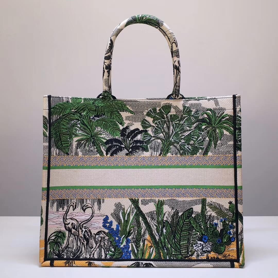 Christian Dior Book Tote Bag In Embroidered Canvas M1286