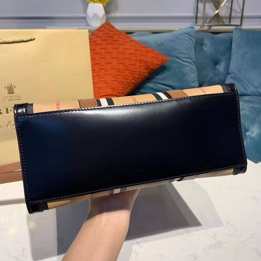 Burberry Logo and Stripe E-canvas Portrait Tote Bag 80224761