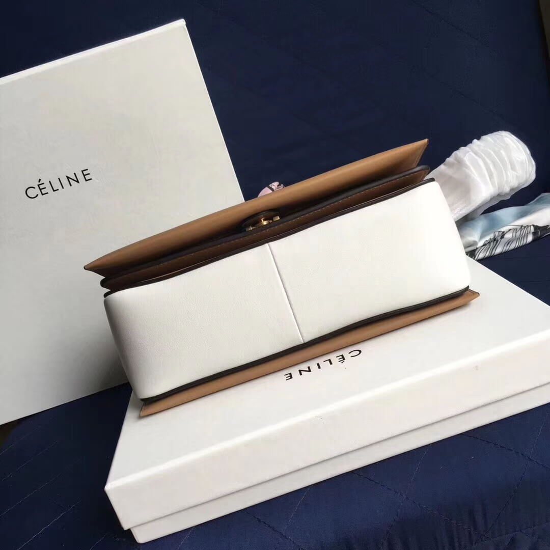 Celine Frame Medium Shoulder Bag 180263 Apricot/White