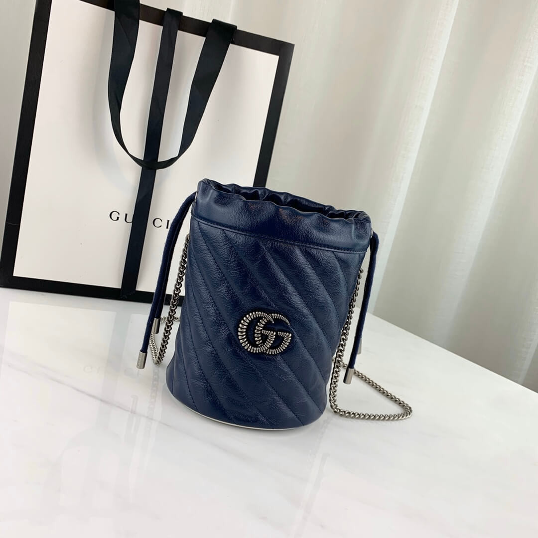 Gucci GG Marmont Mini Bucket Bag 573817 Blue
