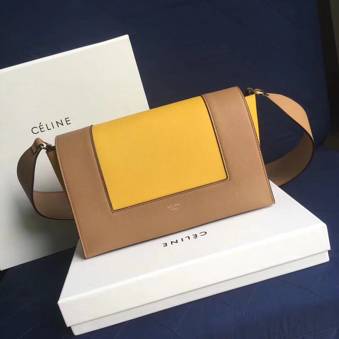 Celine Frame Medium Shoulder Bag 180263 Apricot/Yellow