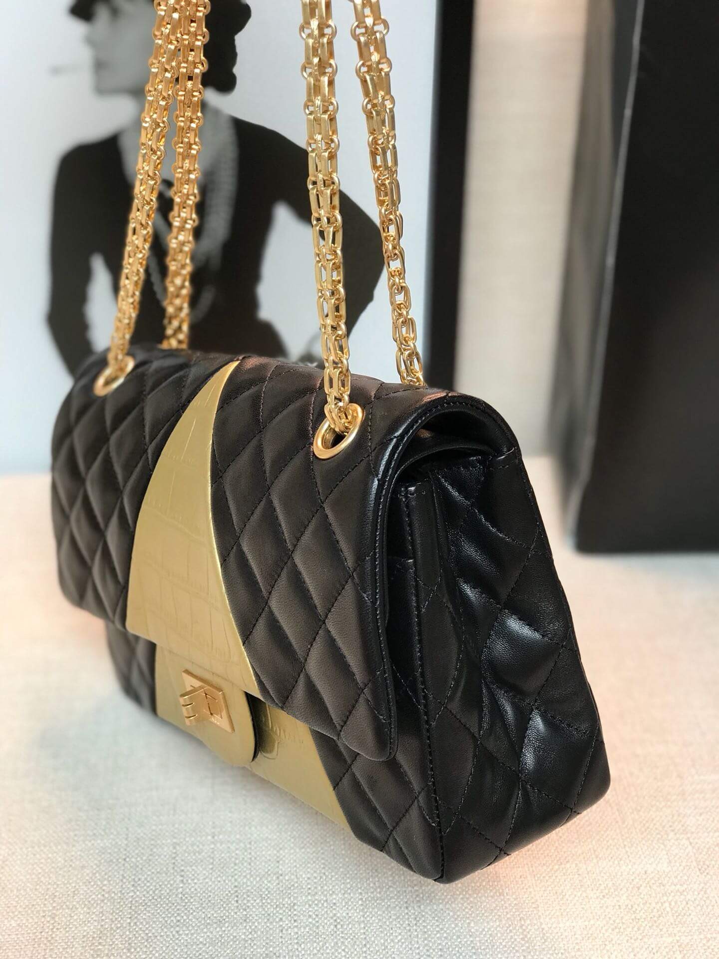 Chanel Lambskin & Crocodile Embossed 2.55 Handbag A37586