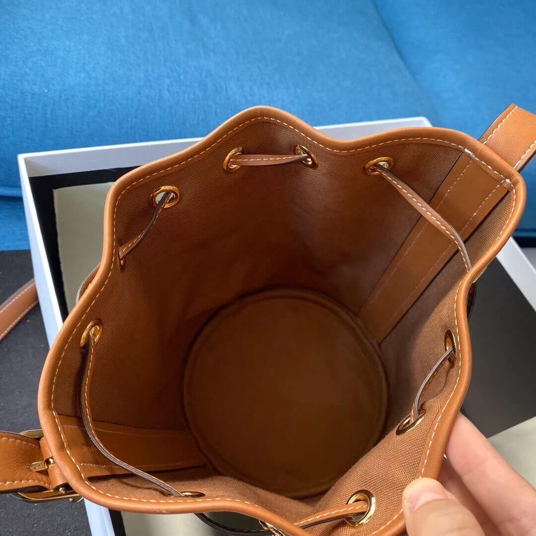 Celine Small Drawstring Bag In Triomphe Canvas 191142