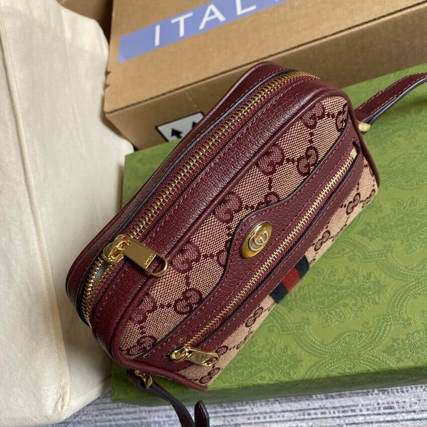 Gucci Ophidia Mini Bag With Web 517350 Burgundy