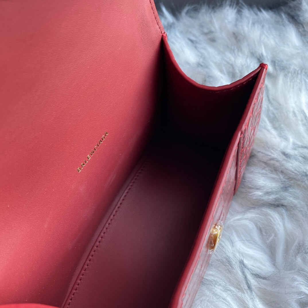 Balenciaga Hourglass XS Croc-Effect Leather Tote