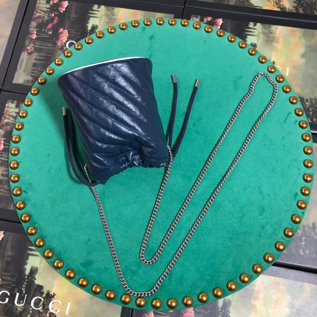 Gucci GG Marmont Mini Bucket Bag 575163 Blue