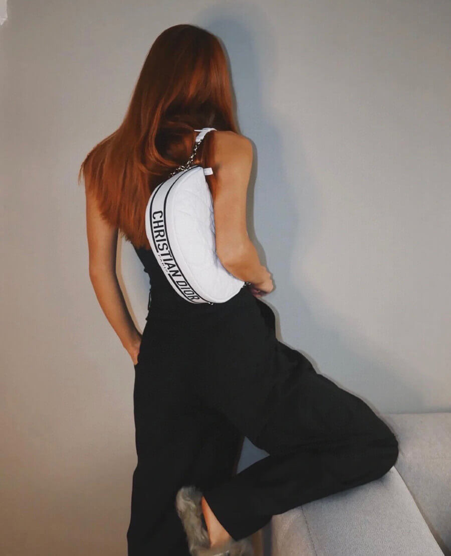 Christian Dior Medium Vibe Hobo Bag M7201 White Cannage Lambskin