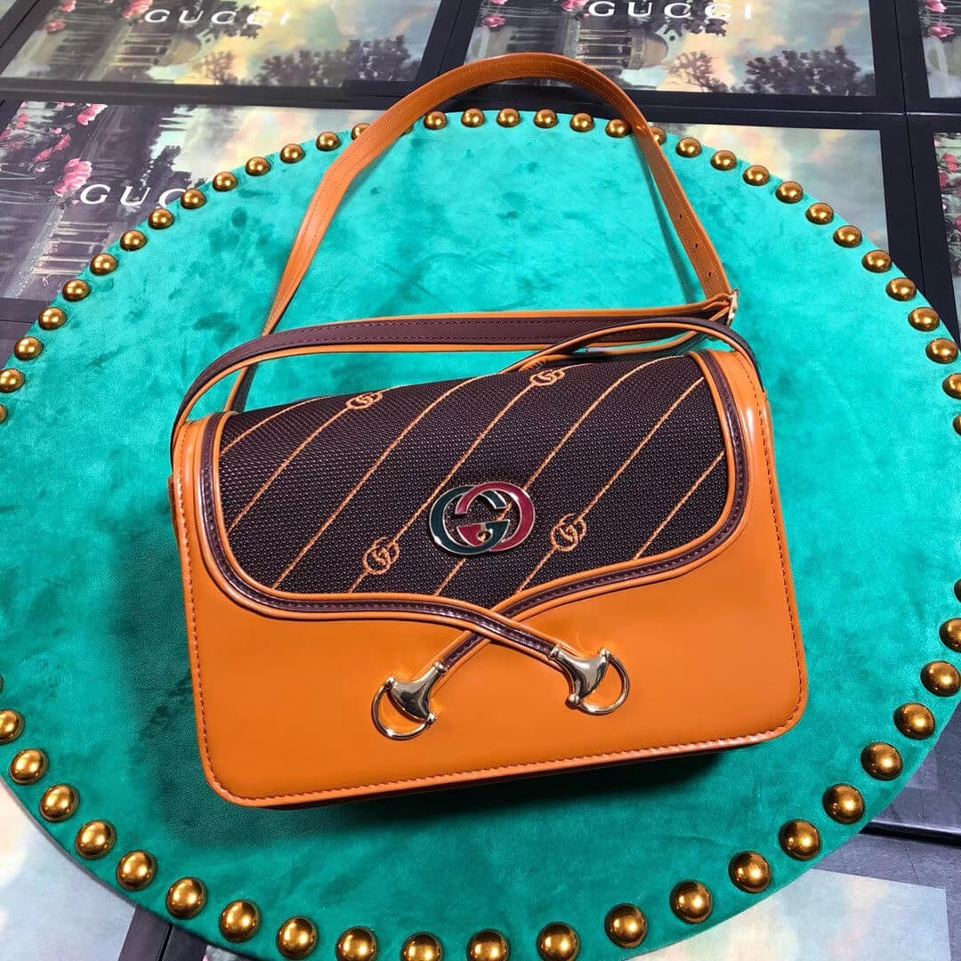 Gucci Calfskin Canvas Rajah Shoulder Bag 424224