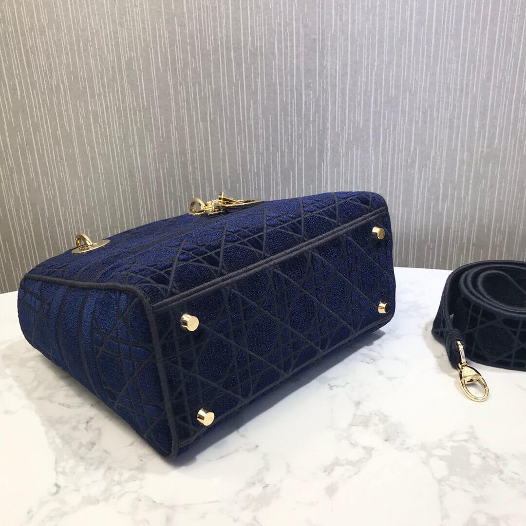 Dior Medium Lady D-Lite Bag Embroidered Velvet M0565O