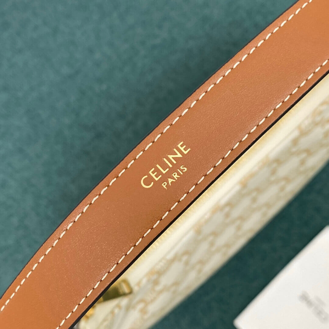 Celine Ava Bag In Triomphe Canvas 193952 White