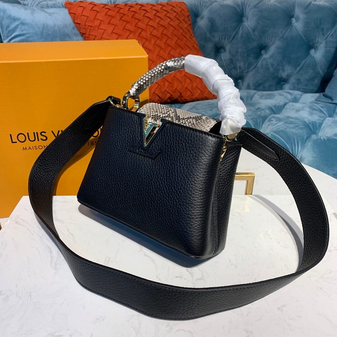 Louis Vuitton Taurillon And Python Leather Capucines Mini N97075