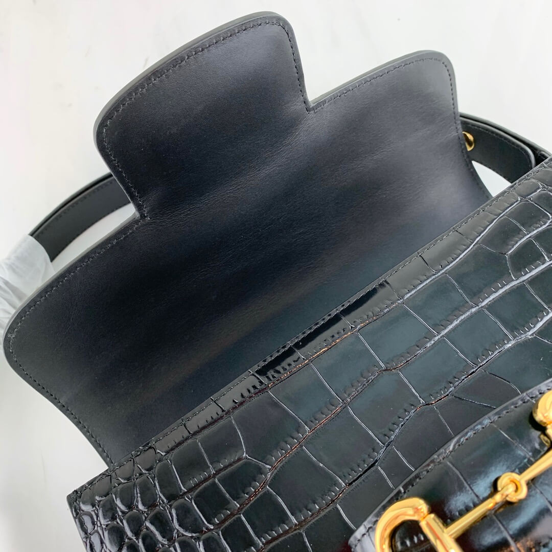 Gucci 1955 Horsebit Crocodile Shoulder Bag 602204