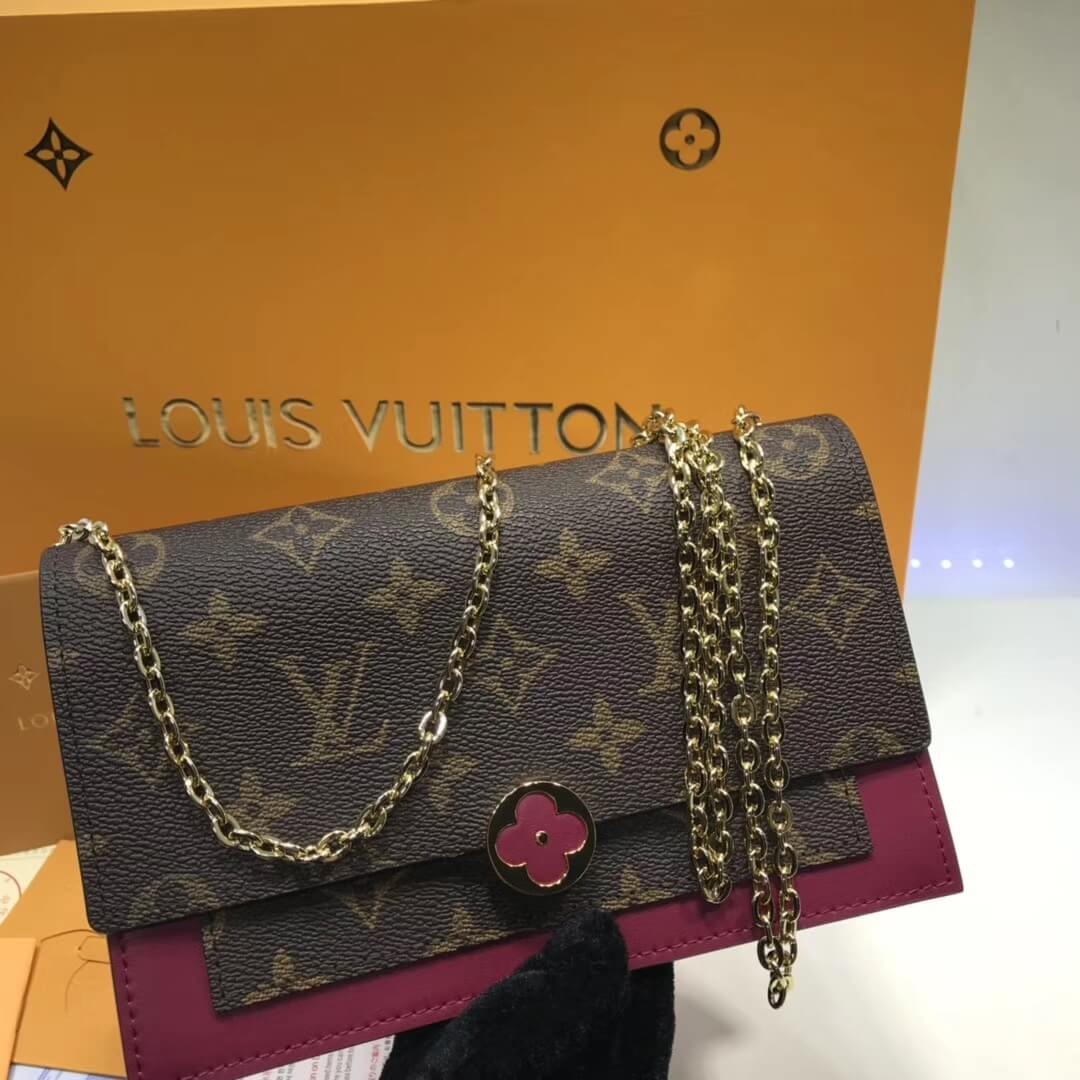Louis Vuitton Monogram Canvas Flore Chain Wallet M67404 M67405