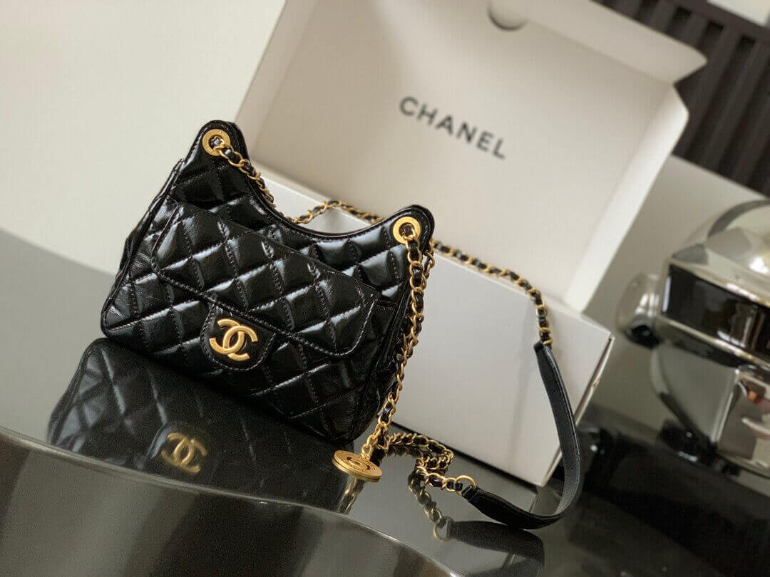 Chanel Small Hobo Bag in Shiny Crumpled Calfskin AS3710