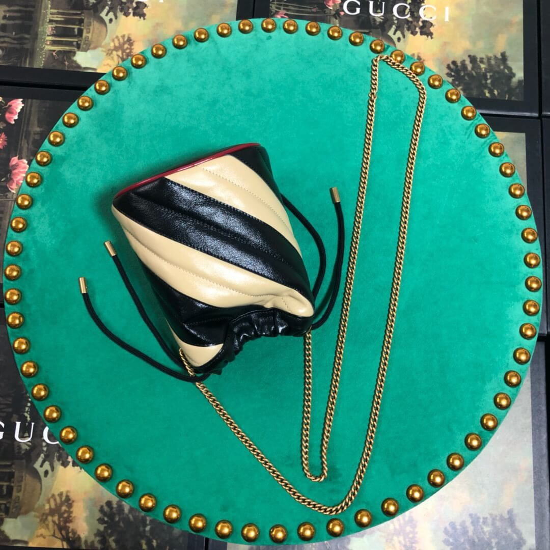 Gucci GG Marmont Mini Bucket Bag 575163 Beige/Black