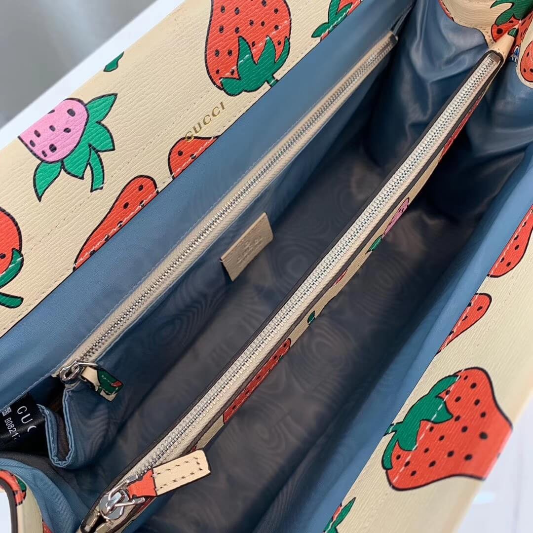 Gucci Zumi Strawberry Print Medium Top Handle Bag 564714