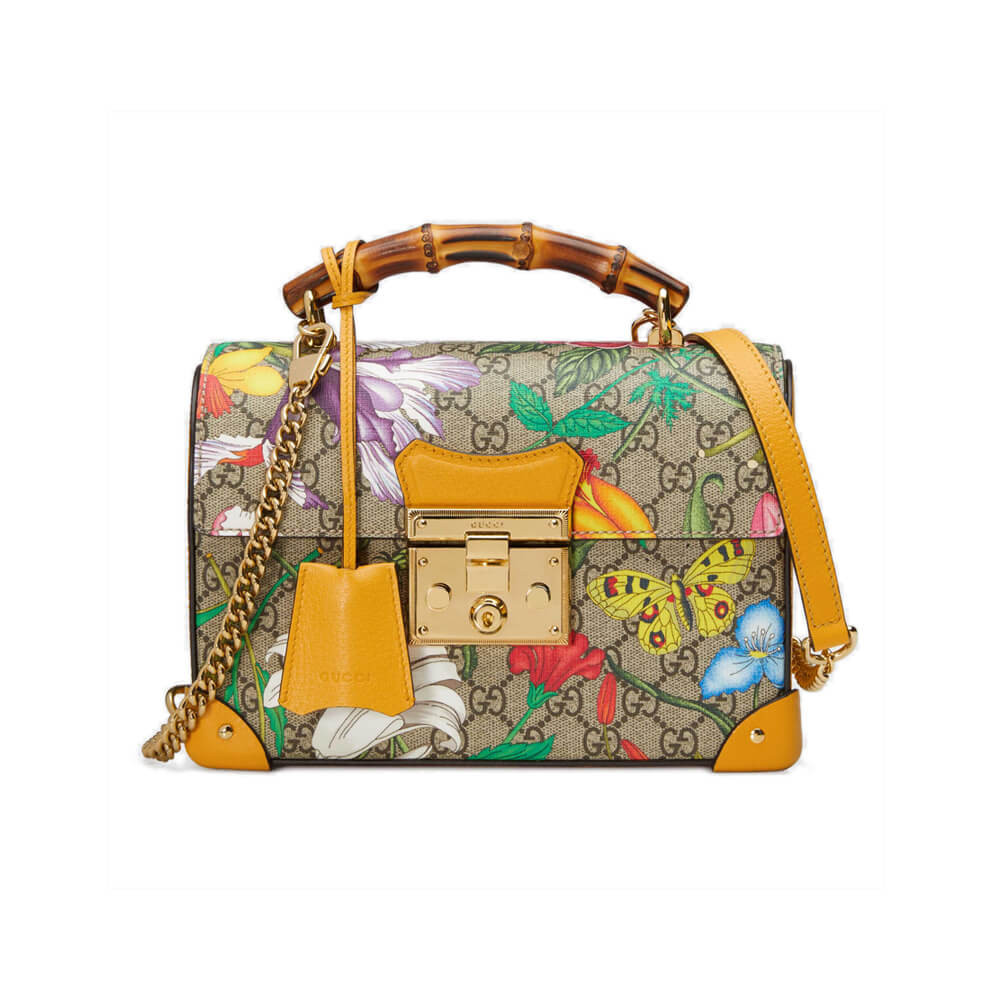 Gucci Padlock GG Flora Small Bamboo Shoulder Bag 603221