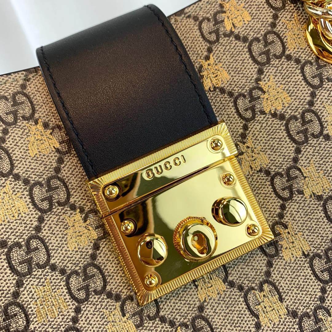 Gucci Padlock Small GG Bees Shoulder Bag 498156