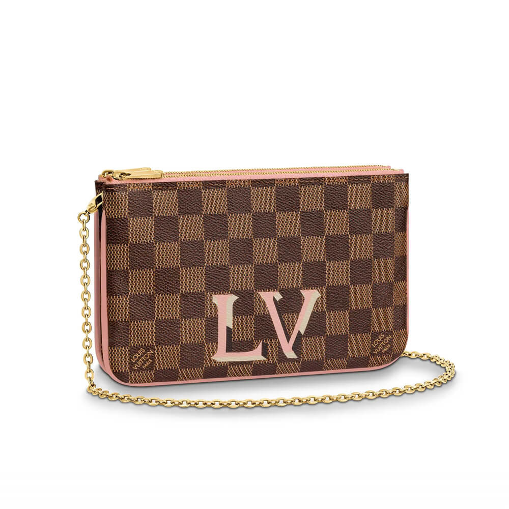 Louis Vuitton Damier Ebene Double Zip Pochette N60254