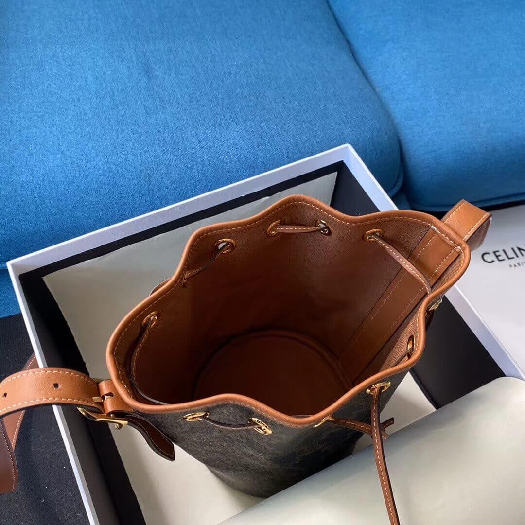 Celine Small Drawstring Bag In Triomphe Canvas 191142