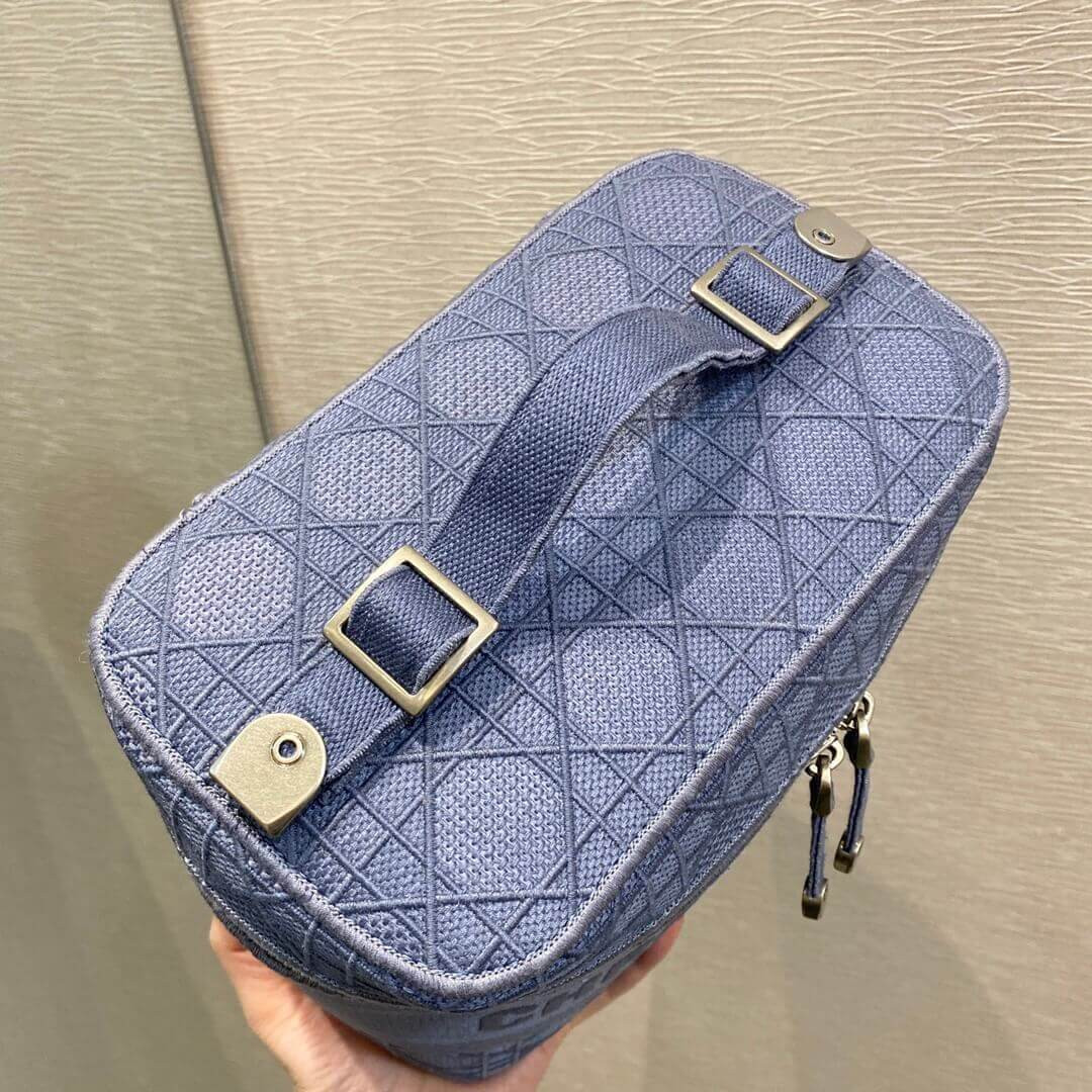 Dior Travel Vanity Case Denim Cannage Embroidery S5480