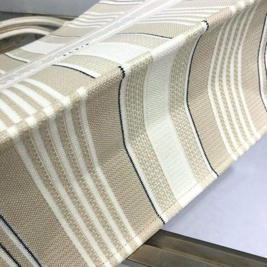 Dior Book Tote Beige Stripes Embroidery M1286