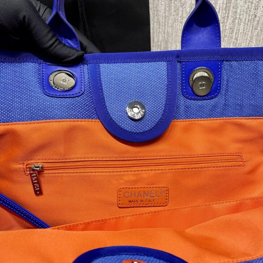 Chanel 21S Deauville Blue Orange Large Shopping Bag A66941