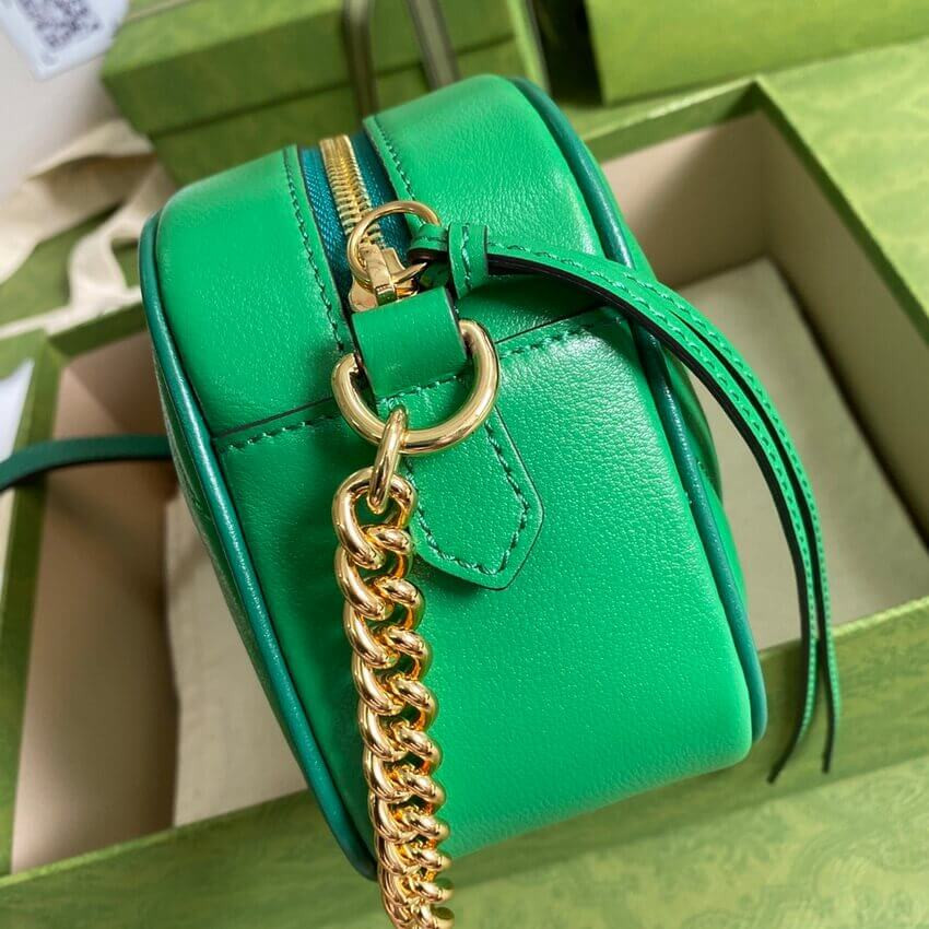 Gucci GG Marmont Small Shoulder Bag 447632 Green and Emerald Leather