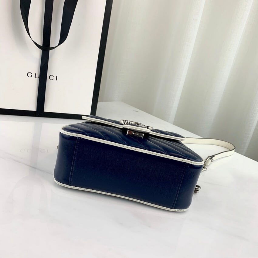 Gucci GG Marmont Mini Top Handle Bag 583571 Blue