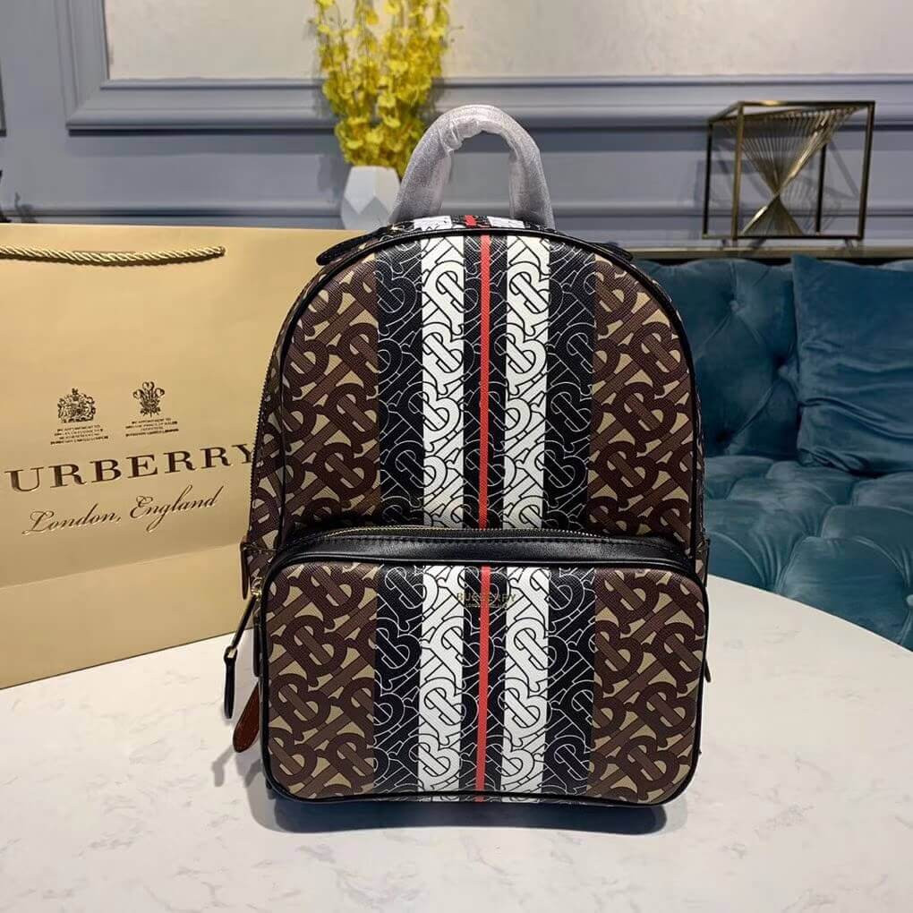 Burberry Monogram Stripe Print E-canvas Backpack 80193461
