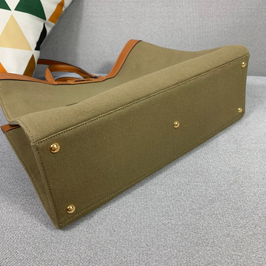 Fendi Peekaboo X Tote in Green Canvas 8BH374