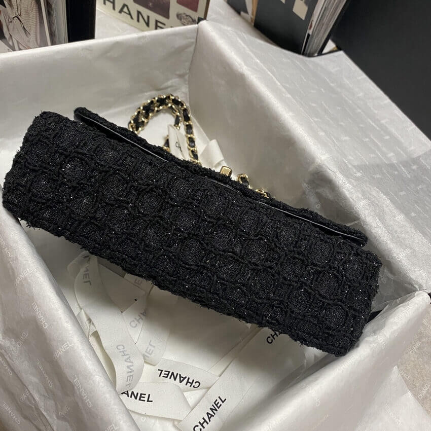 Chanel  Classic Flap Bag in Black Tweed 1112